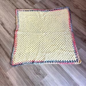 New Handmade Crochet Pastel Yellow Granny Square Blanket